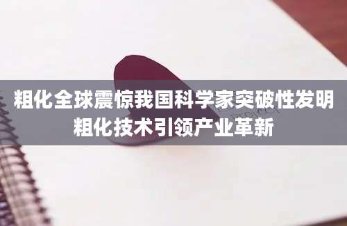 粗化全球震惊我国科学家突破性发明粗化技术引领产业革新