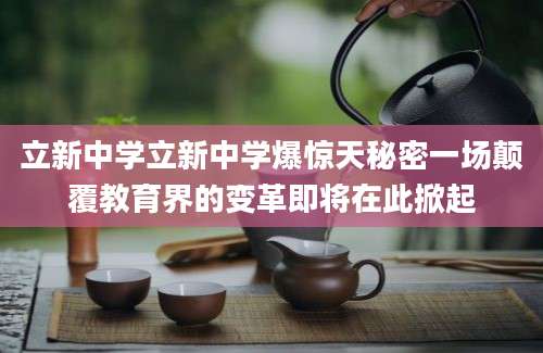立新中学立新中学爆惊天秘密一场颠覆教育界的变革即将在此掀起