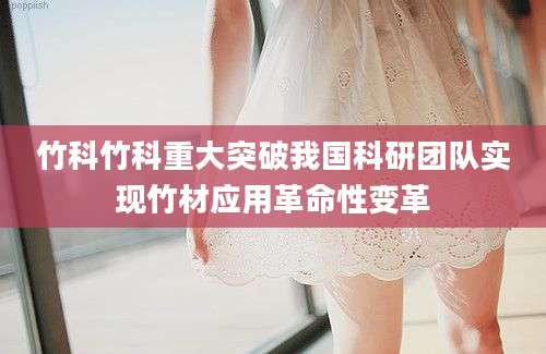竹科竹科重大突破我国科研团队实现竹材应用革命性变革