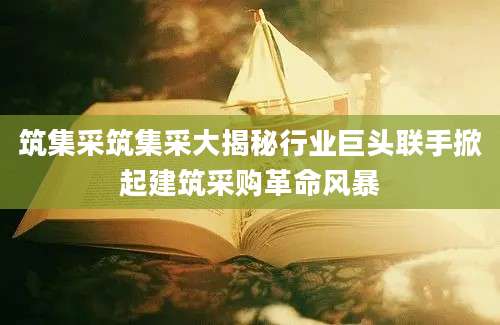 筑集采筑集采大揭秘行业巨头联手掀起建筑采购革命风暴