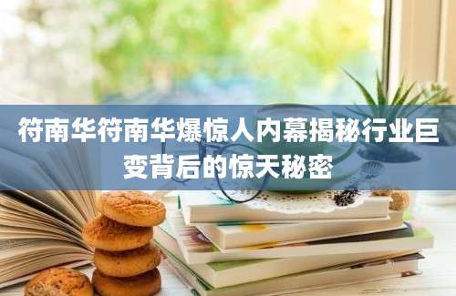 符南华符南华爆惊人内幕揭秘行业巨变背后的惊天秘密