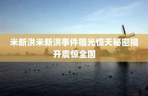 米新洪米新洪事件曝光惊天秘密揭开震惊全国
