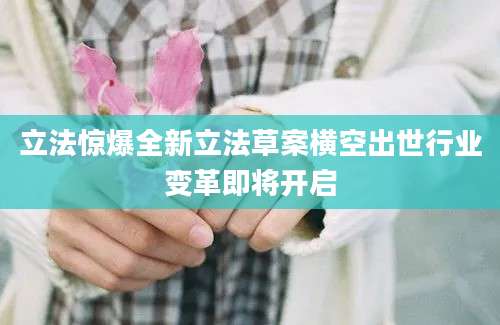 立法惊爆全新立法草案横空出世行业变革即将开启