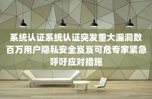系统认证系统认证突发重大漏洞数百万用户隐私安全岌岌可危专家紧急呼吁应对措施