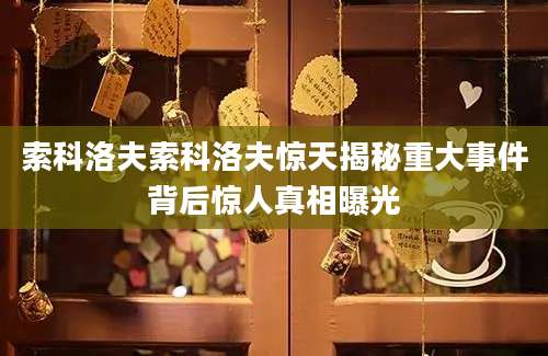 索科洛夫索科洛夫惊天揭秘重大事件背后惊人真相曝光