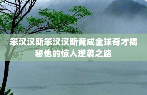 笨汉汉斯笨汉汉斯竟成全球奇才揭秘他的惊人逆袭之路