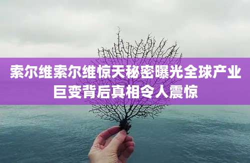 索尔维索尔维惊天秘密曝光全球产业巨变背后真相令人震惊