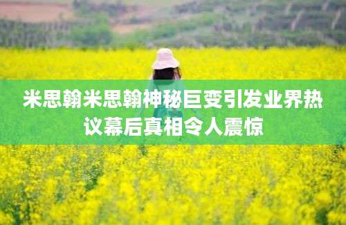 米思翰米思翰神秘巨变引发业界热议幕后真相令人震惊