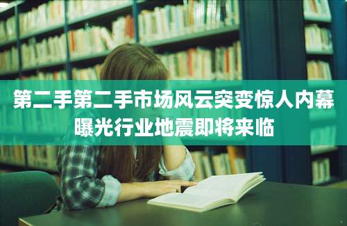 第二手第二手市场风云突变惊人内幕曝光行业地震即将来临