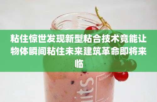 粘住惊世发现新型粘合技术竟能让物体瞬间粘住未来建筑革命即将来临