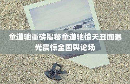 童道驰重磅揭秘童道驰惊天丑闻曝光震惊全国舆论场