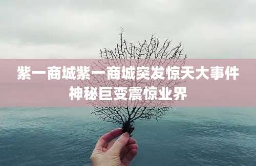 紫一商城紫一商城突发惊天大事件神秘巨变震惊业界