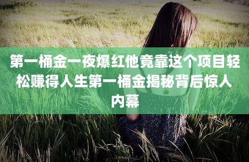 第一桶金一夜爆红他竟靠这个项目轻松赚得人生第一桶金揭秘背后惊人内幕