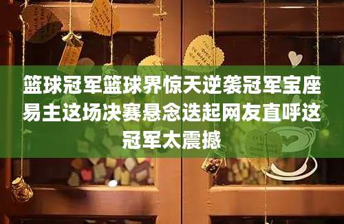 篮球冠军篮球界惊天逆袭冠军宝座易主这场决赛悬念迭起网友直呼这冠军太震撼
