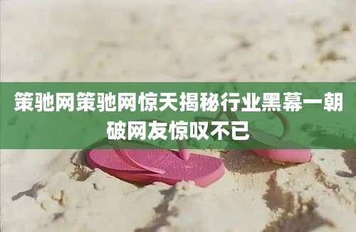 策驰网策驰网惊天揭秘行业黑幕一朝破网友惊叹不已