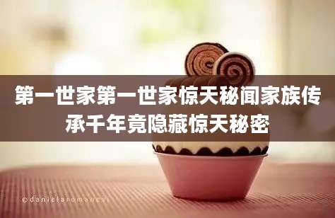 第一世家第一世家惊天秘闻家族传承千年竟隐藏惊天秘密