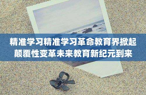 精准学习精准学习革命教育界掀起颠覆性变革未来教育新纪元到来