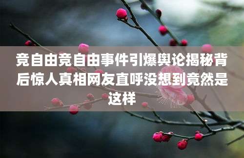 竞自由竞自由事件引爆舆论揭秘背后惊人真相网友直呼没想到竟然是这样