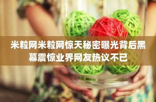 米粒网米粒网惊天秘密曝光背后黑幕震惊业界网友热议不已