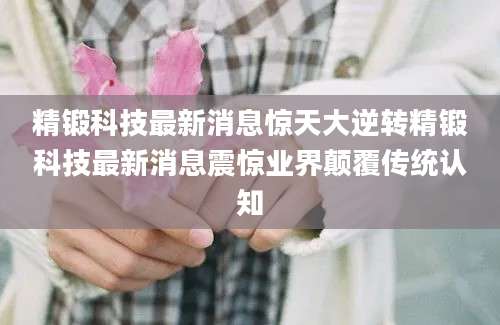 精锻科技最新消息惊天大逆转精锻科技最新消息震惊业界颠覆传统认知