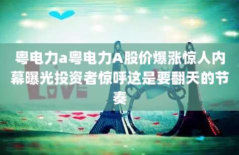 粤电力a粤电力A股价爆涨惊人内幕曝光投资者惊呼这是要翻天的节奏