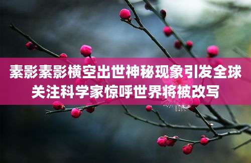 素影素影横空出世神秘现象引发全球关注科学家惊呼世界将被改写