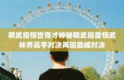 精武指惊世奇才神秘精武指震惊武林界高手对决再现巅峰对决