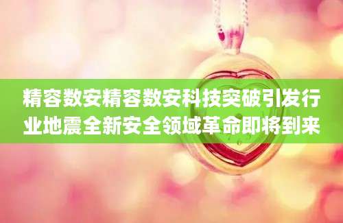 精容数安精容数安科技突破引发行业地震全新安全领域革命即将到来
