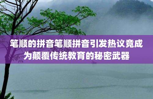笔顺的拼音笔顺拼音引发热议竟成为颠覆传统教育的秘密武器