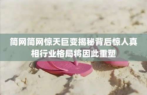简网简网惊天巨变揭秘背后惊人真相行业格局将因此重塑