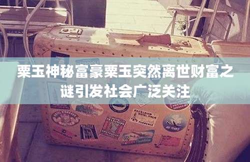 粟玉神秘富豪粟玉突然离世财富之谜引发社会广泛关注