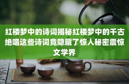 红楼梦中的诗词揭秘红楼梦中的千古绝唱这些诗词竟隐藏了惊人秘密震惊文学界