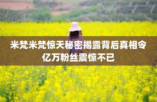 米梵米梵惊天秘密揭露背后真相令亿万粉丝震惊不已