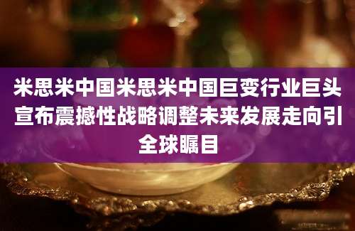 米思米中国米思米中国巨变行业巨头宣布震撼性战略调整未来发展走向引全球瞩目