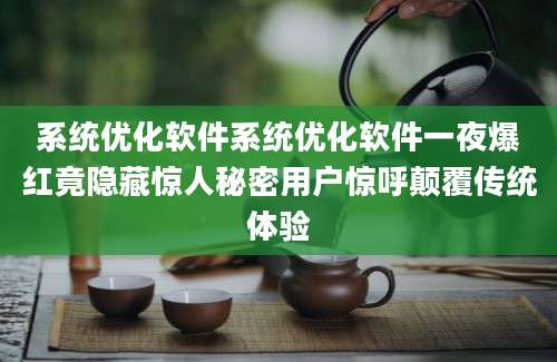 系统优化软件系统优化软件一夜爆红竟隐藏惊人秘密用户惊呼颠覆传统体验