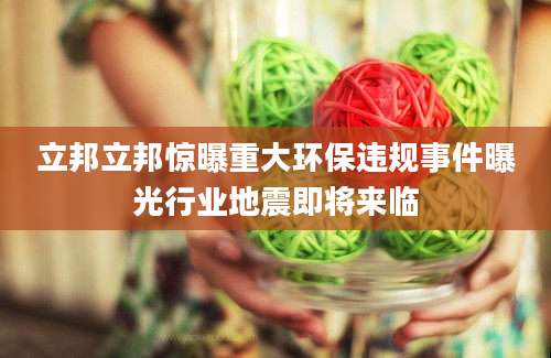 立邦立邦惊曝重大环保违规事件曝光行业地震即将来临