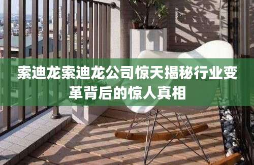 索迪龙索迪龙公司惊天揭秘行业变革背后的惊人真相