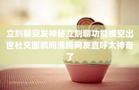 立刻聊突发神秘立刻聊功能横空出世社交圈瞬间沸腾网友直呼太神奇了