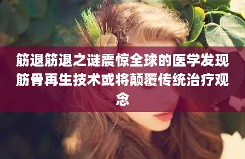 筋退筋退之谜震惊全球的医学发现筋骨再生技术或将颠覆传统治疗观念